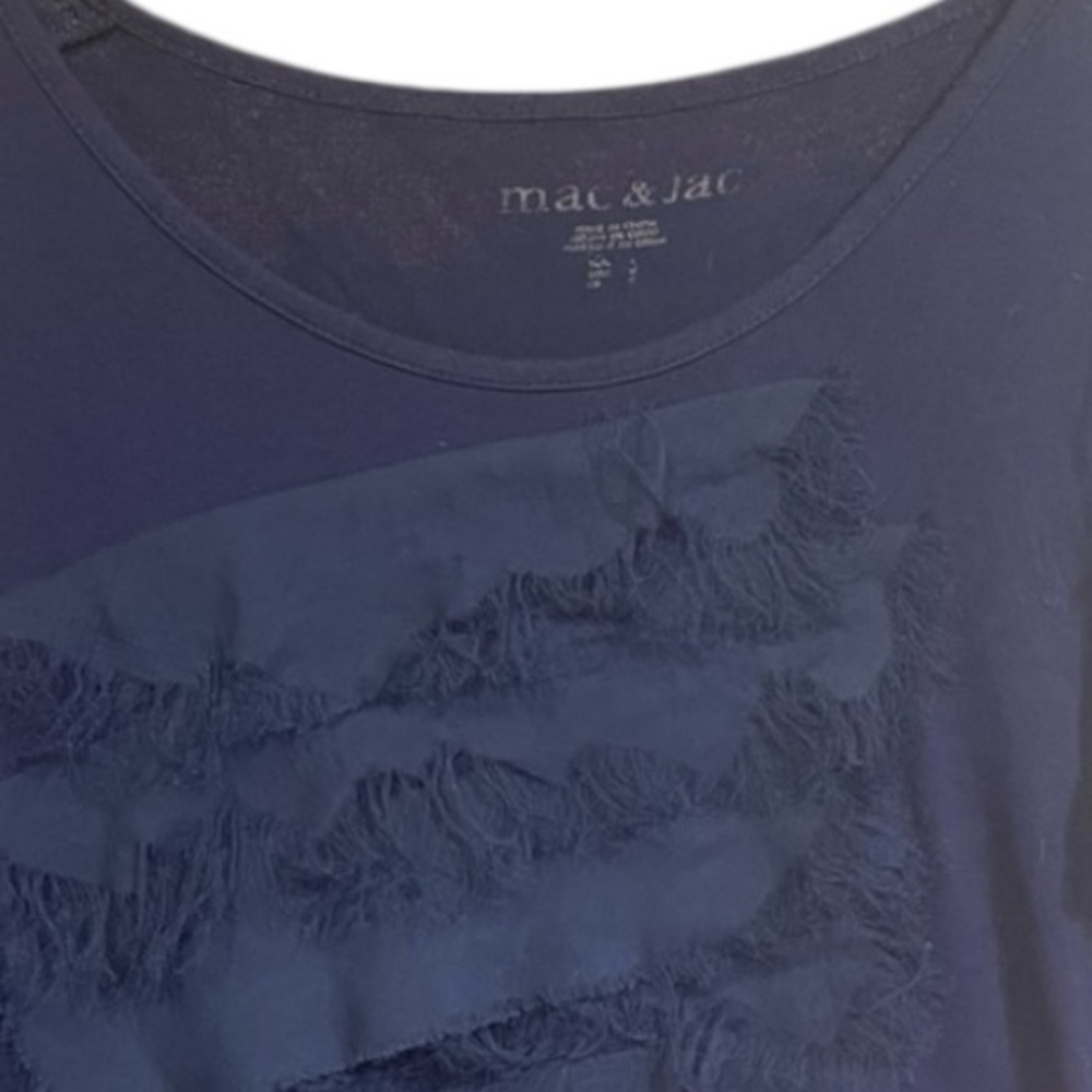 Mac and Jack Navy Blue T-shirt with layered ruffles with fringe - Picture 2 of 4